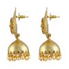 Gold Zinc Jhumka Earrings with Faux Pearl - Image 2