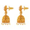 Traditional White and Gold Jhumka with Dangles - Image 2