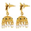 Flower Top Jhumka with Dangling Faux Pearls - Image 2