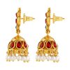 Spade Top Jhumka with Dangling Faux Pearls - Image 2