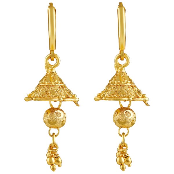 Casual Gold Jhumka Earrings with Dangle
