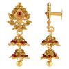 Maroon Jhumka with Faux Pearls - Image 3