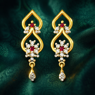 Gold American Diamond Dangle Earring