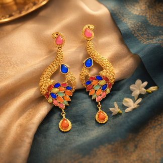 Multicolor Gold Tone Earrings with Dangle