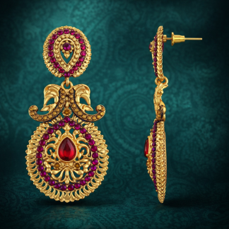 Ruby and Magenta Dangle Earrings