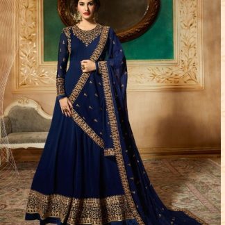 Blue Designer Georgette Gown with Stone Work