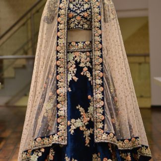 Navy Blue Heavy Embroidered Lehenga Choli