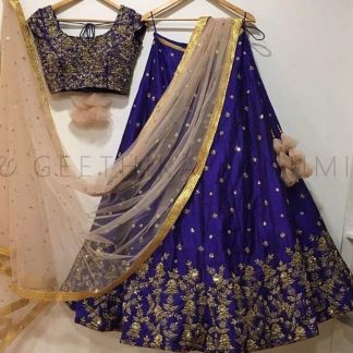 Royal Blue Lehenga Choli with Floral Embroidery