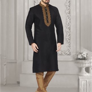 black-banarasi-silk-kurta