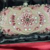 Pink Clutch with White and Pink Crystal Rhinestones