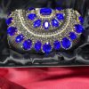 Black Clutch with Blue Rhinestones