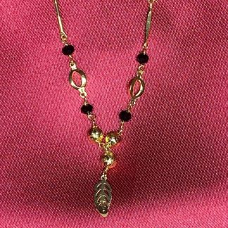 Gold Plated Necklace with Black Bead Stationed