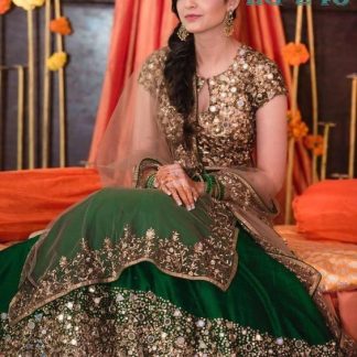 Gold and Forest Green Lehenga Choli