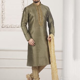 olive-banarasi-silk-kurta