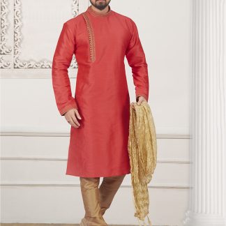 orange-banarasi-silk-kurta