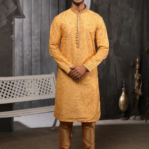 peach-art-silk-kurta