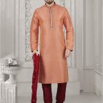 peach-banarasi-silk-kurta