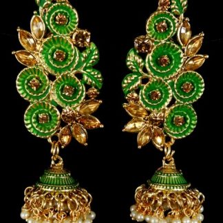 Green Swirl Designer Jhumka Earrings