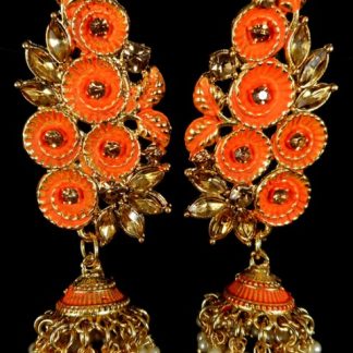 Orange Swirl Designer Jhumka Earrings