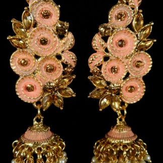 Peach Swirl Designer Jhumka Earrings