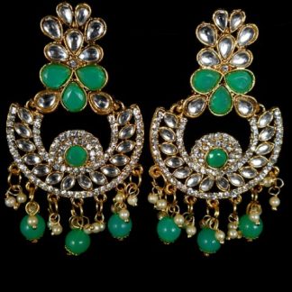 Green Enamel and CZ Stones with Dangle
