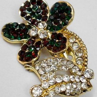 Green and Red CZ Flower Brooch
