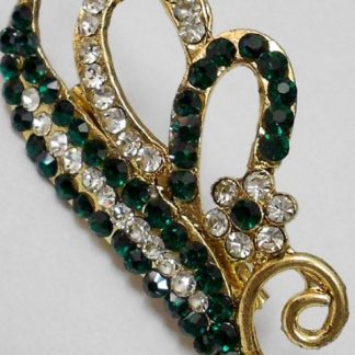Green and White CZ Brooch