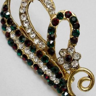 Green, Red, and White CZ Brooch