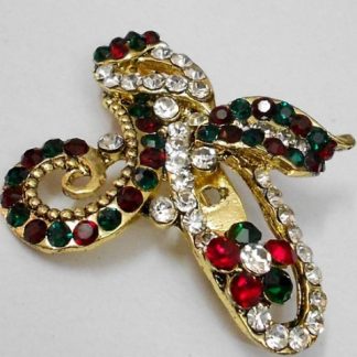 Green, Red, and White CZ Brooch