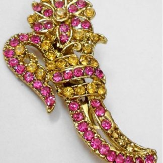 Yellow and Pink CZ Brooch