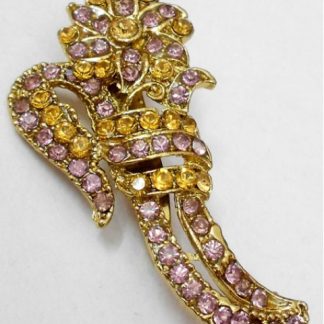 Yellow and Lavender CZ Brooch