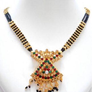 Triple Strand Mangal Sutra Necklace with Pendant