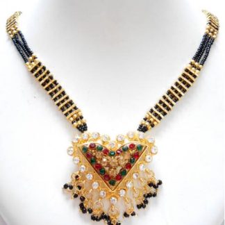 Triple Strand Mangal Sutra Necklace with Pendant