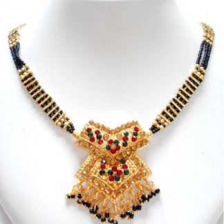 Triple Strand Mangal Sutra Necklace with Pendant