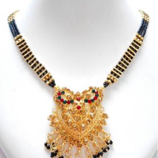Triple Strand Mangal Sutra Necklace with Pendant