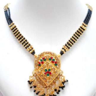 Triple Strand Mangal Sutra Necklace with Pendant
