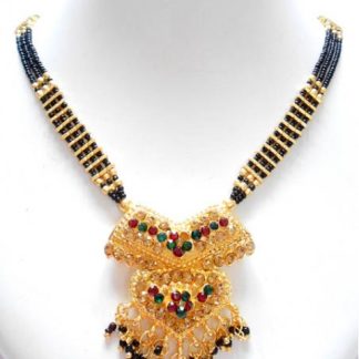 Triple Strand Mangal Sutra Necklace with Pendant