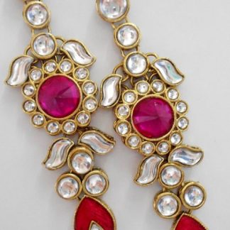 Pink and Red Rhinestone Dangle Earrings