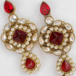 Red Rhinestone Dangle Earrings