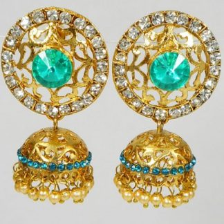 Turquoise CZ Jhumka Earrings