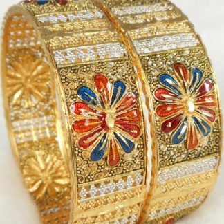 Gold Plated Multi-Color CZ Bangle Set