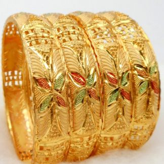 4 Pieces Fancy Gold Plated CZ Bangles
