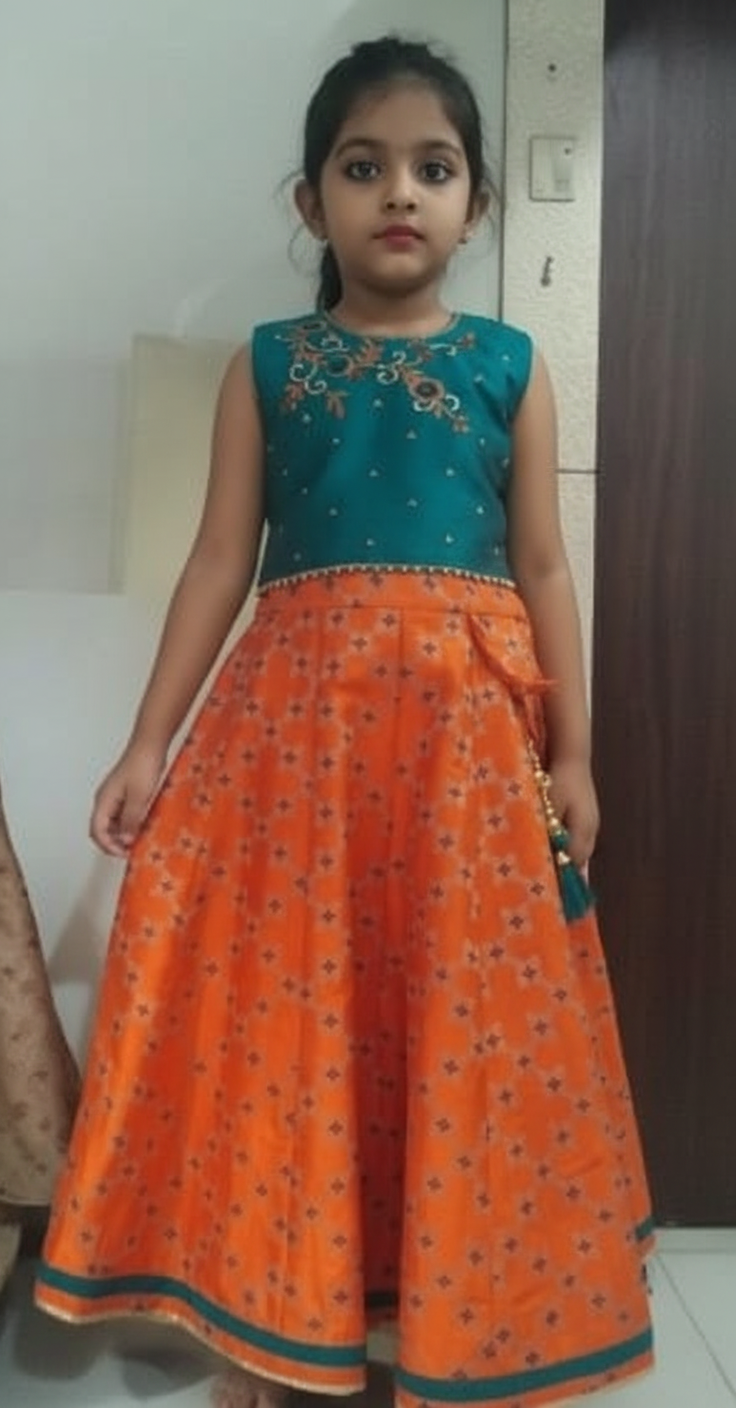 blue-orange-lehenga
