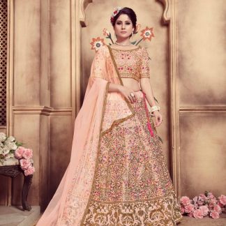 Peach Heavy Embroidered Designer Lehenga Choli