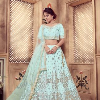Sea Foam Green Heavy Embroidered Designer Lehenga Choli