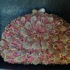 Pink Floral Pattern Clutch with Gold Accent