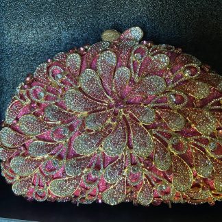 Pink Floral Pattern Clutch with Gold Accent