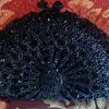 Black Rhinestone Peacock Clutch