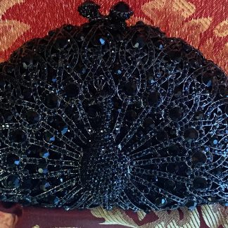 Black Rhinestone Peacock Clutch