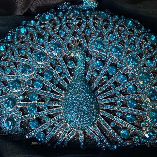 Blue Peacock Rhinestone Clutch